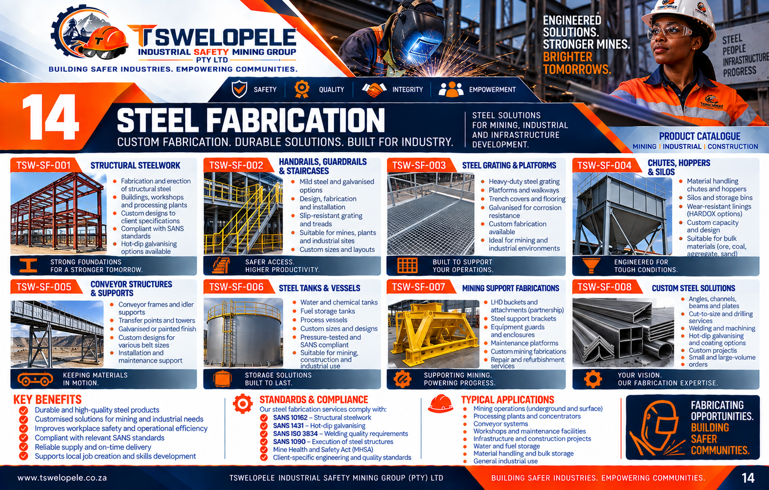 Steel Fabrication catalogue page