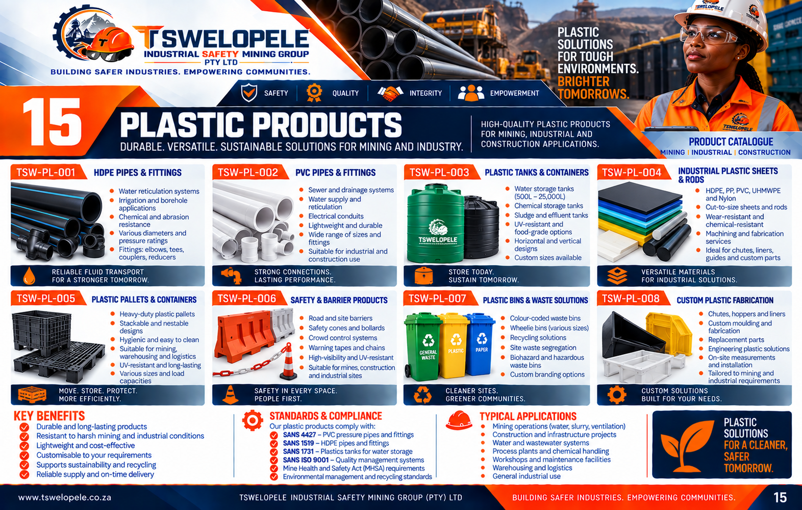 Plastic Products catalogue page
